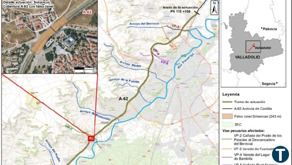 Aprobado el proyecto de mejora de la A-62 entre Cigales y Simancas por 162,7 millones de euros