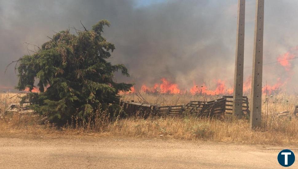 El Camino Viejo de Simancas sufre un incendio en un terreno de cultivo