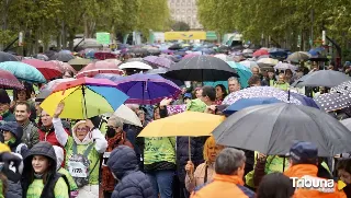 Una marea verde inunda Valladolid y rema contra el cáncer bajo sus paraguas 