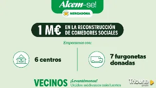 Mercadona destina un millón de euros a la reconstrucción de comedores sociales afectados por la DANA