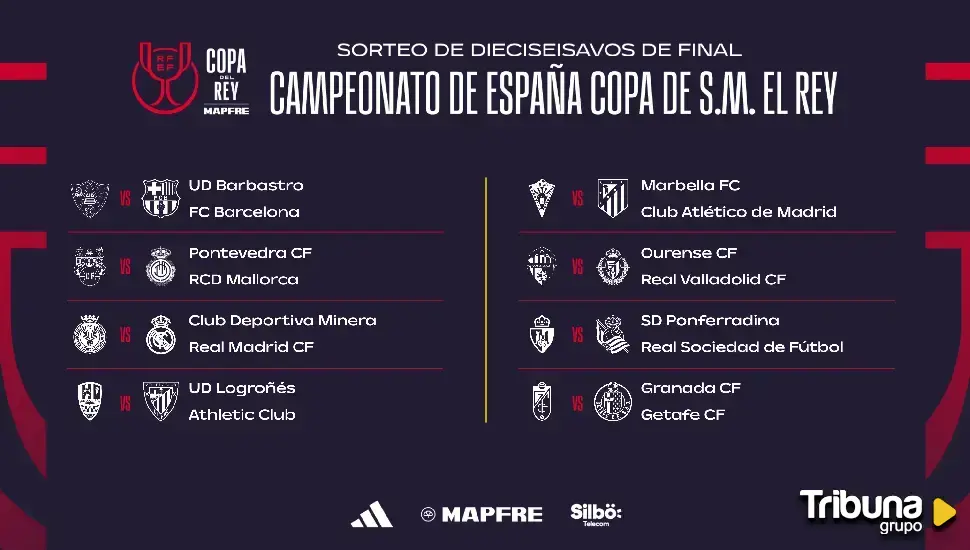 Estos son todos los enfrentamientos de dieciseisavos de Copa del Rey