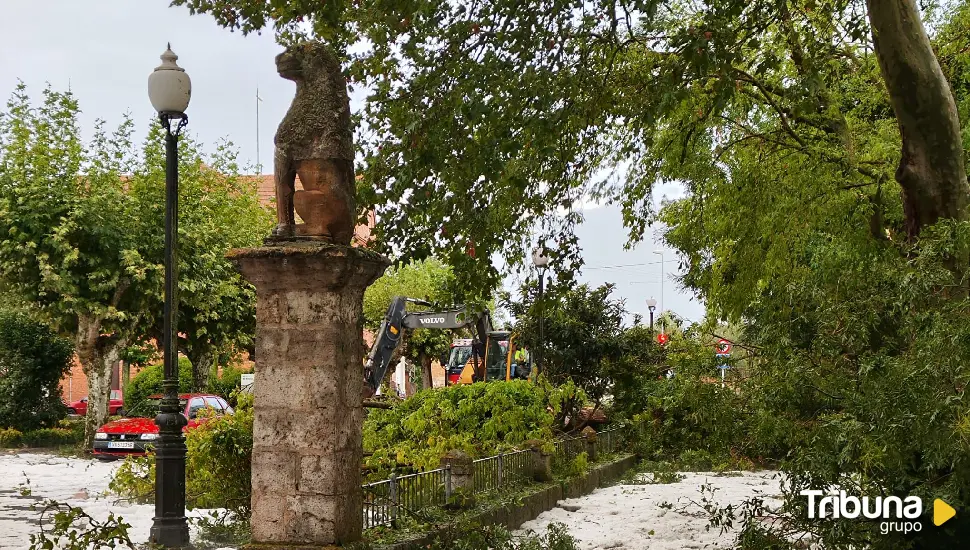 Una fuerte tormenta de granizo inunda Rioseco y provoca numerosos daños