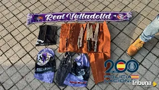 La Policía Nacional interviene cuchillos, pasamontañas y protectores bucales a ultras del Pucela y Real Sociedad