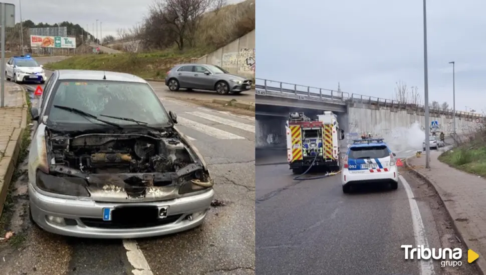 El coche en llamas que ha paralizado el tráfico en la VA-20