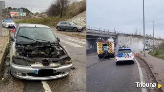 El coche en llamas que ha paralizado el tráfico en la VA-20